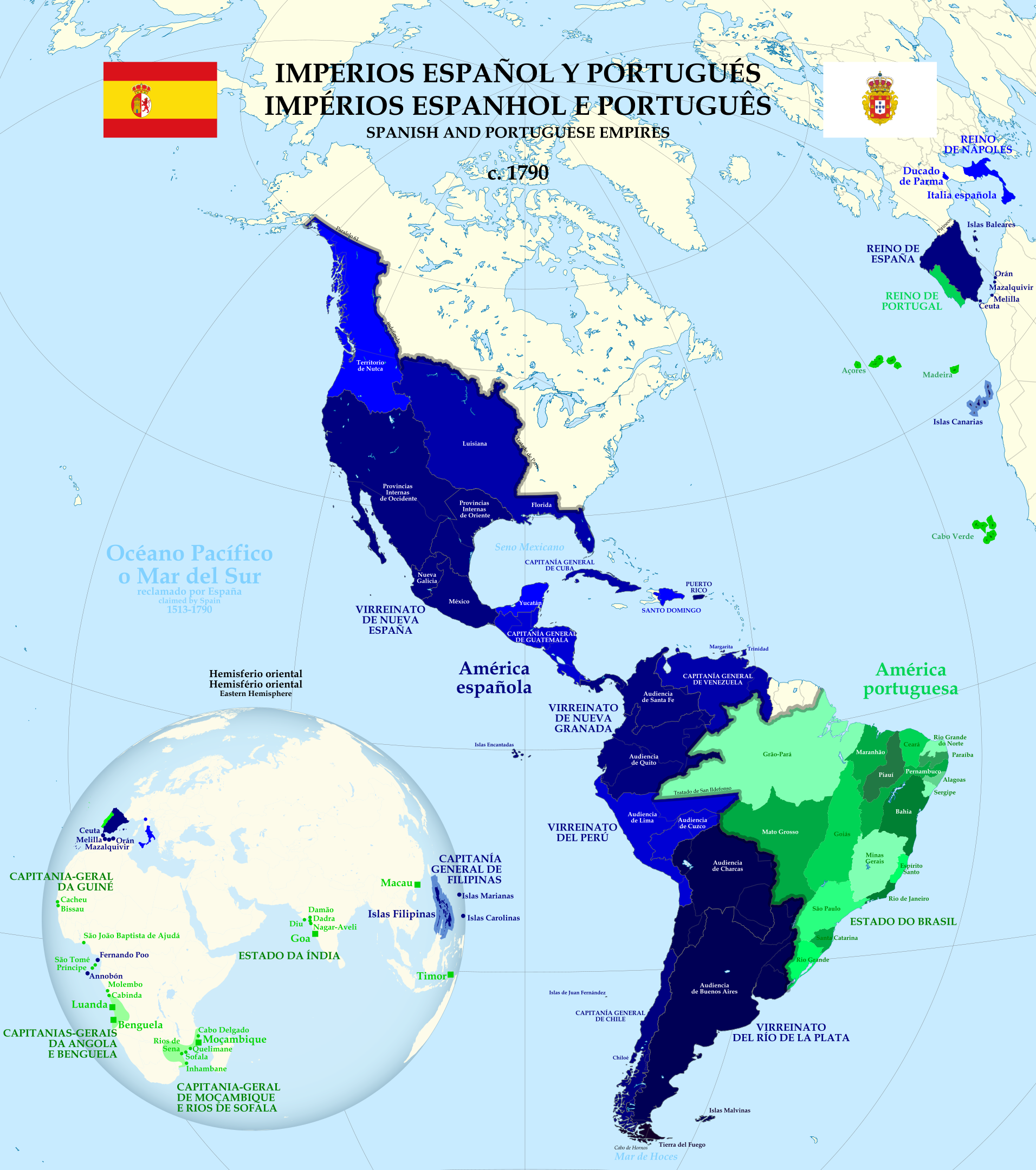 Spanske og portugisiske kolonier 1790